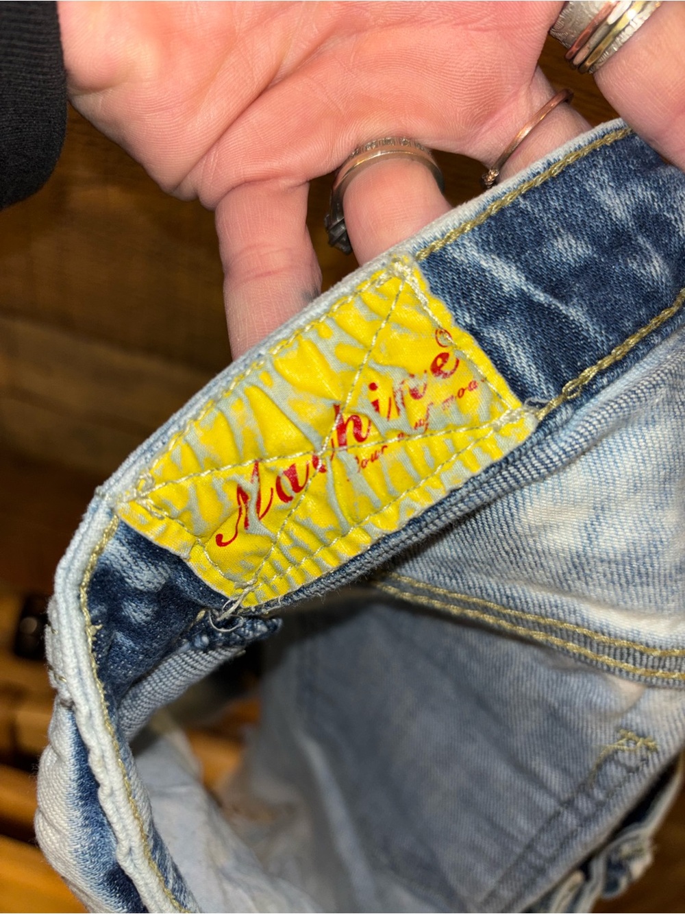 Machine Distressed Daisy Denim Shorts - Picture 3 of 5